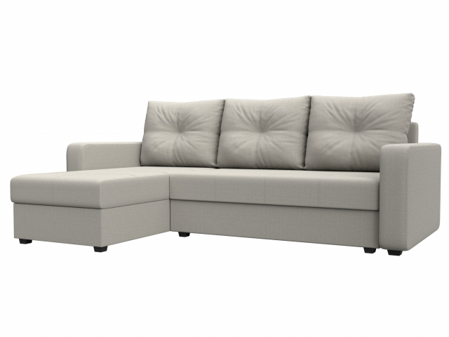 Угловой диван-кровать "Ливерпуль Лайт" левый угол, рогожка Амур бежевый, 125985L