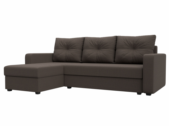 Угловой диван-кровать "Ливерпуль Лайт" левый угол, рогожка Амур коричневый, 125986L