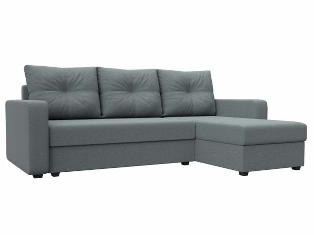 Угловой диван-кровать "Ливерпуль Лайт" правый угол, рогожка Амур серый, 125988