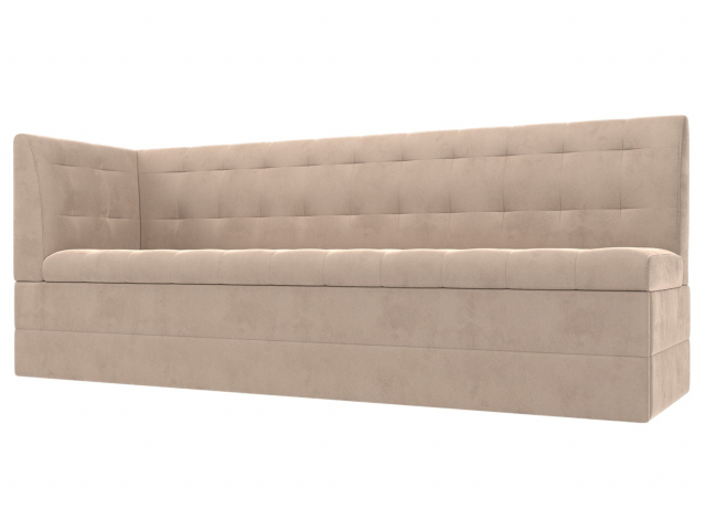 Кухонный диван-кровать "Бриз" с углом слева, велюр бежевый, 106969L