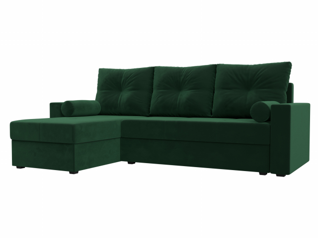 Угловой диван-кровать "Верона Лайт" левый угол, велюр зеленый, 114057L