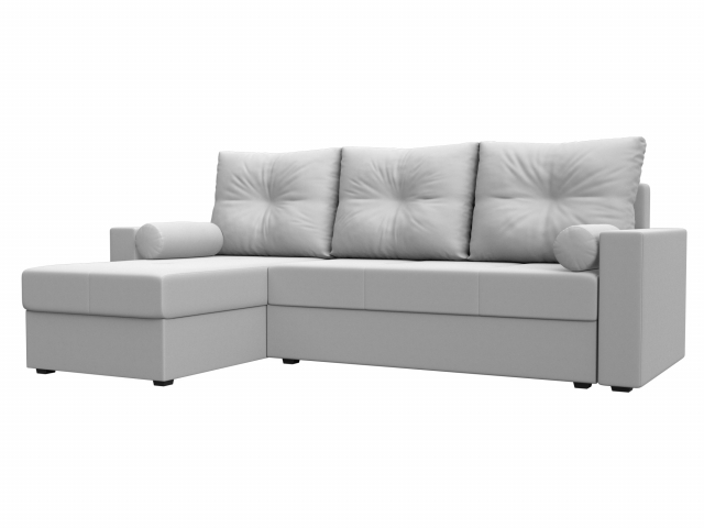 Угловой диван-кровать "Верона Лайт" левый угол, экокожа белая, 114077L