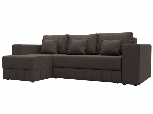 Угловой диван-кровать "Лига-076" рогожка Амур 05 коричневый, 129836