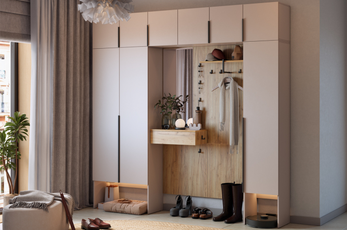 Прихожая "Мебельсон К11" дуб крафт золотой/кашемир