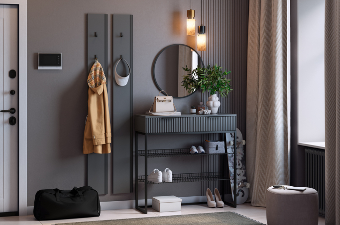 Прихожая "Мебельсон К20" графит/черный муар/черный