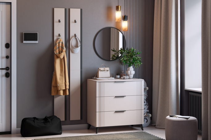 Прихожая "Мебельсон К22" кашемир/фрапучино матовый/черный