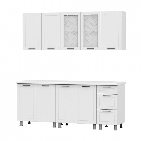 Кухня "Вектор" 2,0м, белый/бланж, без столешницы