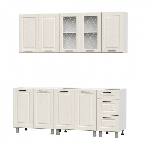 Кухня 2,0 м "Грейвуд" белый/дуб кремовый, без столешницы