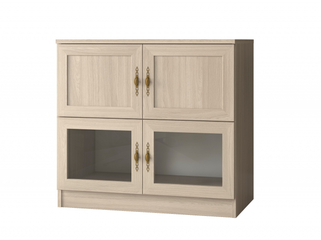 Комод "Квартет 4МСт", ЛДСП, рамка МДФ, вставка стекло простое