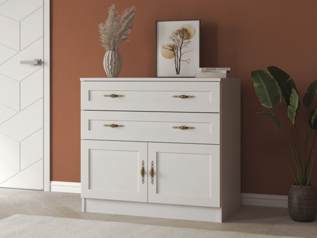 Комод "Квартет 5М", ЛДСП, рамка МДФ, белый