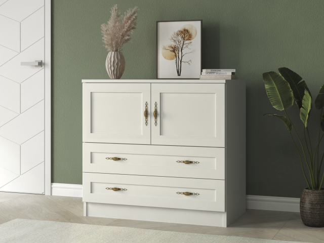 Комод "Квартет 9М", ЛДСП, рамка МДФ, белый