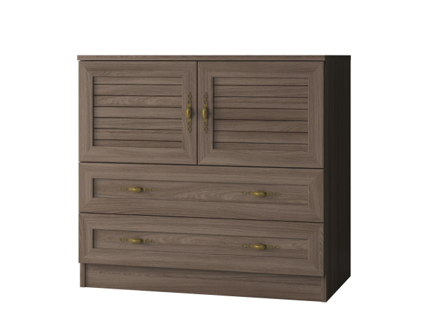 Комод "Квартет 9Р", ЛДСП, рамка МДФ, вставка рейка, ясень шимо темный