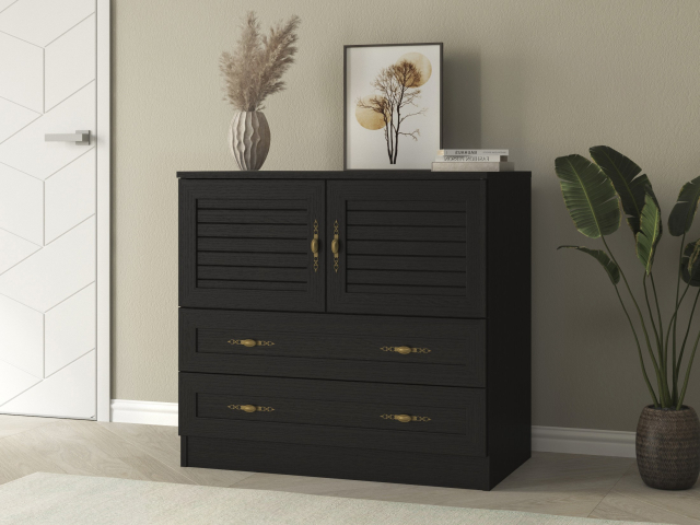 Комод "Квартет 9Р", ЛДСП, рамка МДФ, вставка рейка, венге