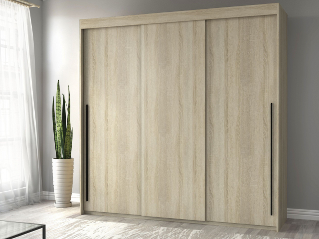 Шкаф-купе "Миллениум Люкс 3х" Компоновка 2, дуб сонома светлый