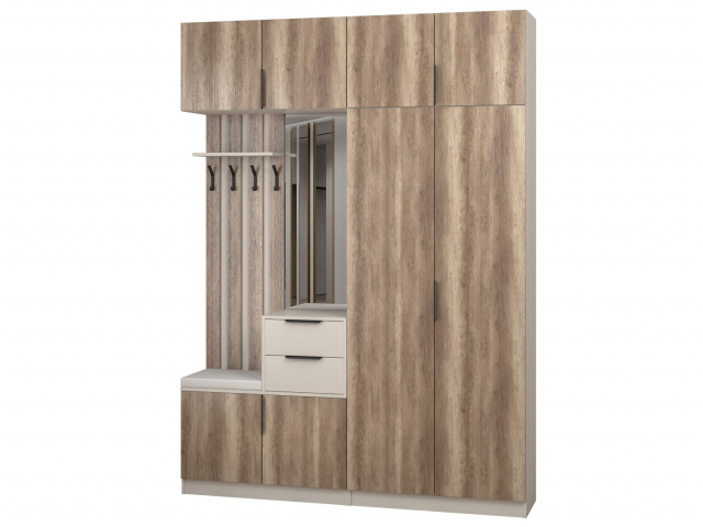 Прихожая "Трим" комплектация 4, перламутр/дуб каньон