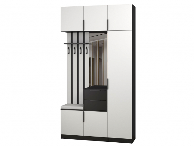 Прихожая "Трим" комплектация 5, черный/белый