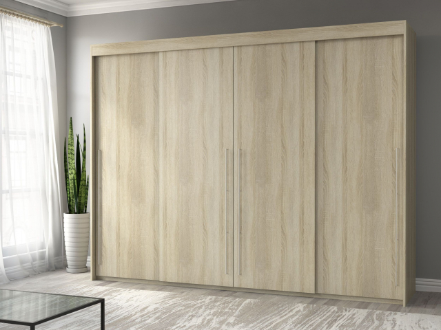 Шкаф-купе "Миллениум Люкс 4х" Компоновка 3, дуб сонома светлый