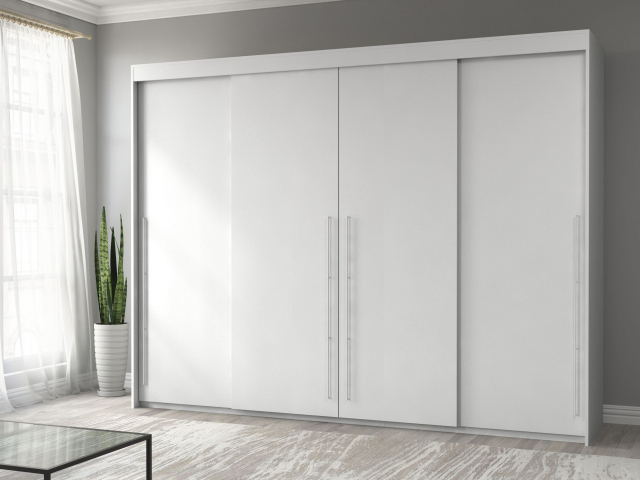 Шкаф-купе "Миллениум Люкс 4х" Компоновка 3, белый, ручка мост