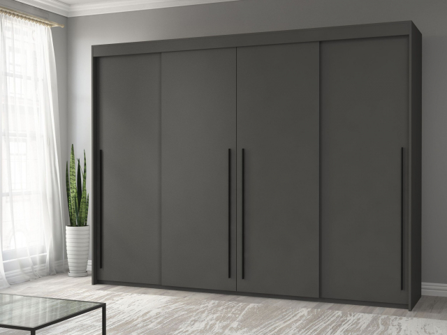 Шкаф-купе "Миллениум Люкс 4х" Компоновка 3, темно-серый