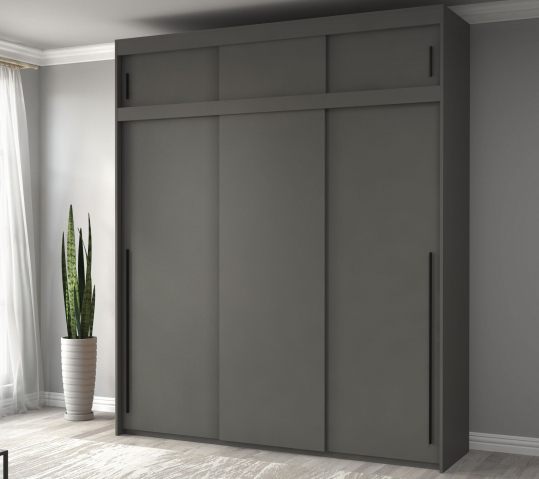 Шкаф-купе "Миллениум Люкс 3х+А" Компоновка 3, темно-серый