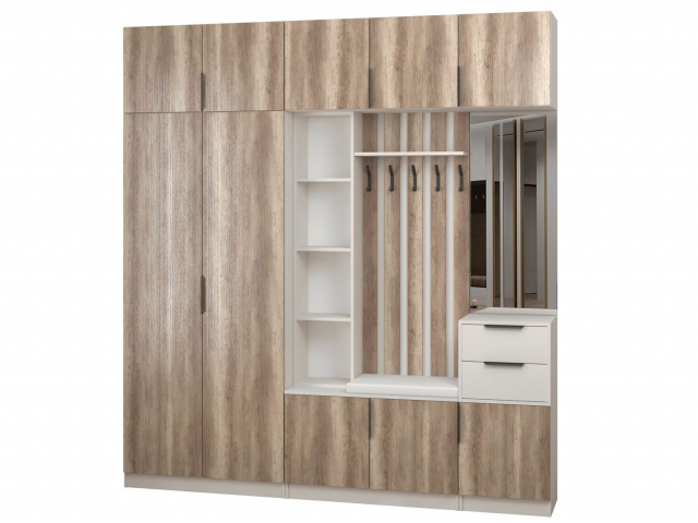 Прихожая "Трим" комплектация 9, перламутр/дуб каньон