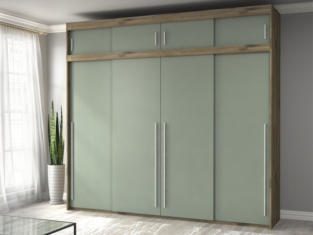 Шкаф-купе "Миллениум Люкс 4х+А" Компоновка 3, дуб альпийский/дасти грин