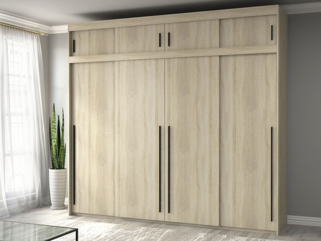 Шкаф-купе "Миллениум Люкс 4х+А" Компоновка 3, дуб сонома светлый