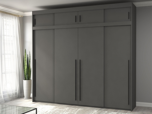Шкаф-купе "Миллениум Люкс 4х+А" Компоновка 3, темно-серый