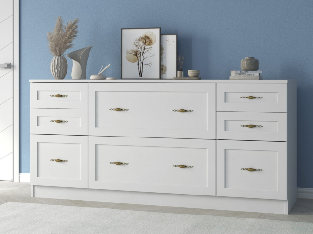 Комод "Квартет 13М", ЛДСП, рамка МДФ, белый