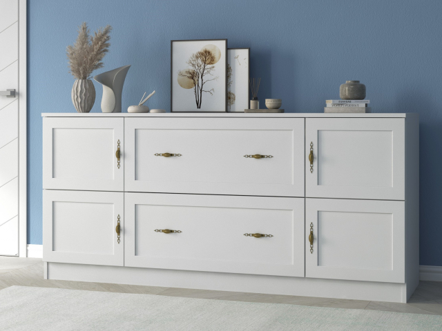 Комод "Квартет 14М", ЛДСП, рамка МДФ, белый