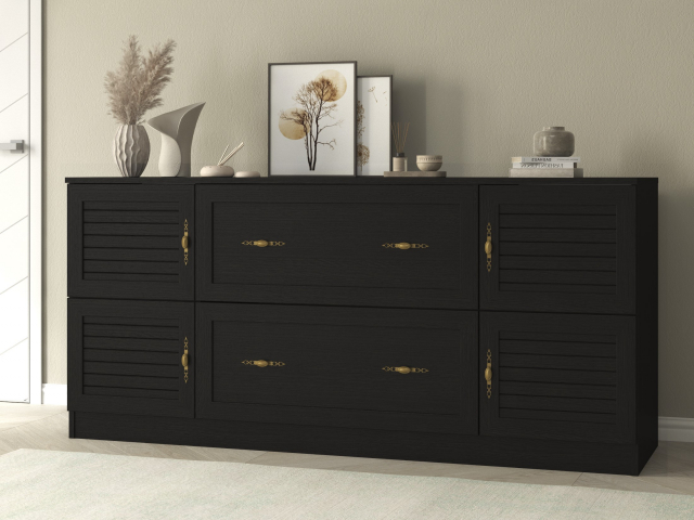 Комод "Квартет 14Р", ЛДСП, рамка МДФ, вставка рейка, венге