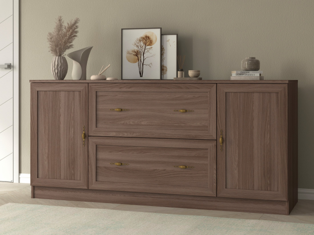 Комод "Квартет 16М", ЛДСП, рамка МДФ, ясень шимо темный