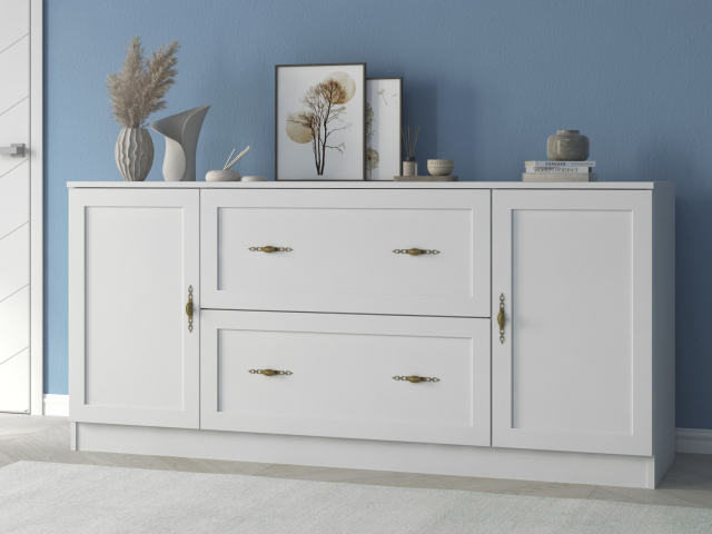 Комод "Квартет 16М", ЛДСП, рамка МДФ, белый