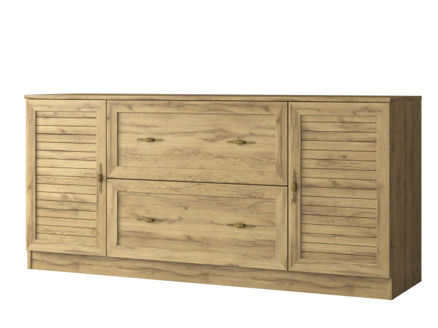 Комод "Квартет 16Р", ЛДСП, рамка МДФ, вставка рейка, дуб вотан