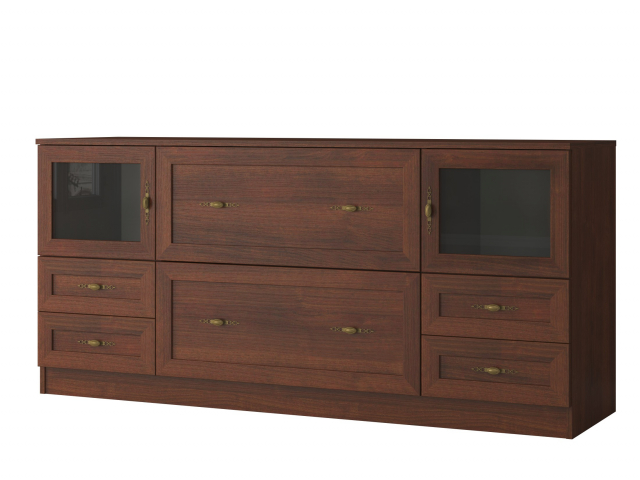 Комод "Квартет 18Ст", ЛДСП, рамка МДФ, вставка стекло простое, итальянский орех