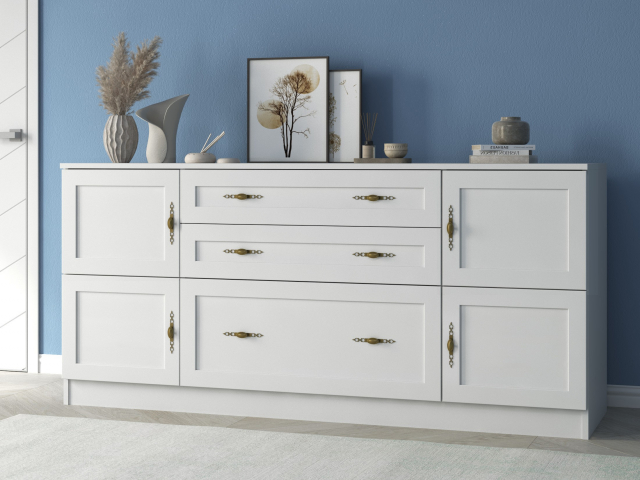 Комод "Квартет 23М", ЛДСП, рамка МДФ, белый