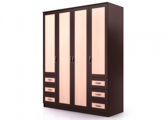 Шкаф четырехстворчатый "Ч-3М", 160х55х220, венге/дуб млечный