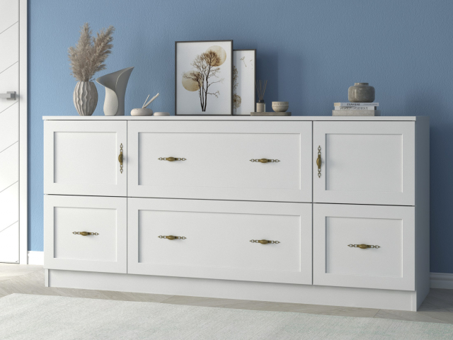 Комод "Квартет 12М", ЛДСП, рамка МДФ, белый