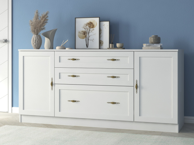 Комод "Квартет 25М", ЛДСП, рамка МДФ, белый