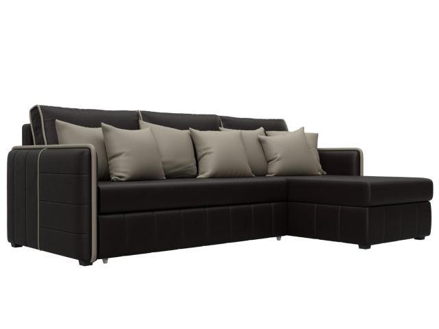 Угловой диван-кровать "Лига-078" экокожа GRIFON (ГРИФОН) 12 коричневый/GRIFON (ГРИФОН) 04 бежевый, 130983