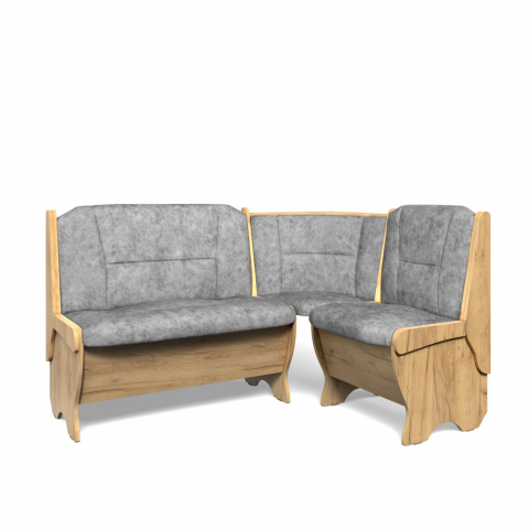 Угловая скамья "Орхидея" однотон, дуб золотой крафт/велюр графит