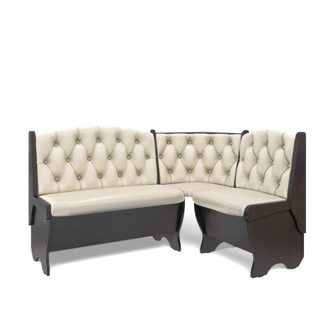 Угловая скамья "Орхидея" люкс, венге/экокожа борнео крем