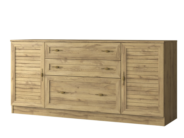 Комод "Квартет 25Р", ЛДСП, рамка МДФ, вставка рейка, дуб вотан