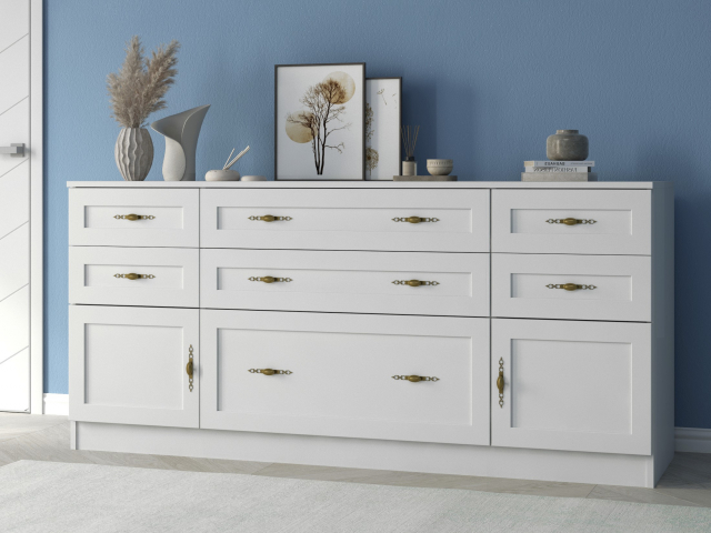 Комод "Квартет 26М", ЛДСП, рамка МДФ, белый