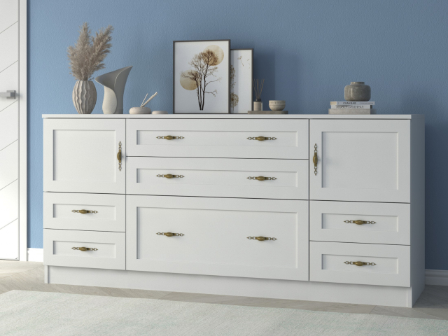 Комод "Квартет 27М", ЛДСП, рамка МДФ, белый