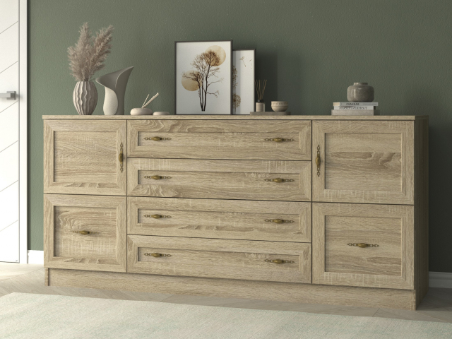 Комод "Квартет 30М", ЛДСП, рамка МДФ, дуб сонома