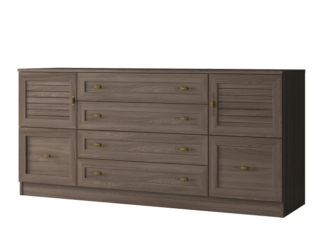 Комод "Квартет 30Р", ЛДСП, рамка МДФ, вставка рейка, ясень шимо темный