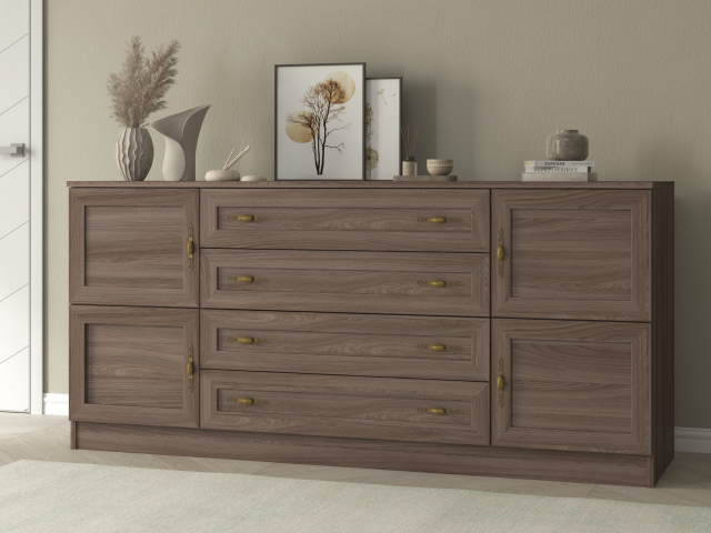 Комод "Квартет 32М", ЛДСП, рамка МДФ, ясень шимо темный