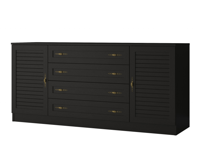 Комод "Квартет 34Р", ЛДСП, рамка МДФ, вставка рейка, венге