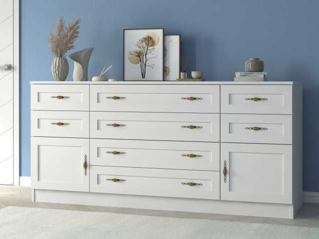 Комод "Квартет 35М", ЛДСП, рамка МДФ, белый